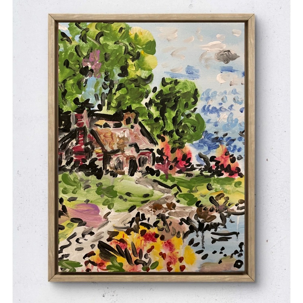 Original Impressionist Landscape Acrylic Painting 8x10 Canvas Cottage Wall Decor